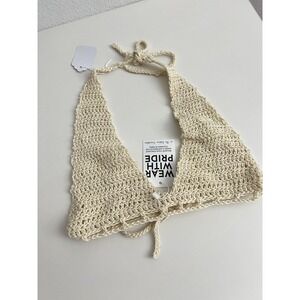 Tan Crochet Bra Top - Small